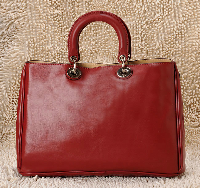 Christian Dior diorissimo nappa leather bag 0901 winered with silver hardware